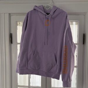 Overtime Mens Lavender Hoodie with Orange Font